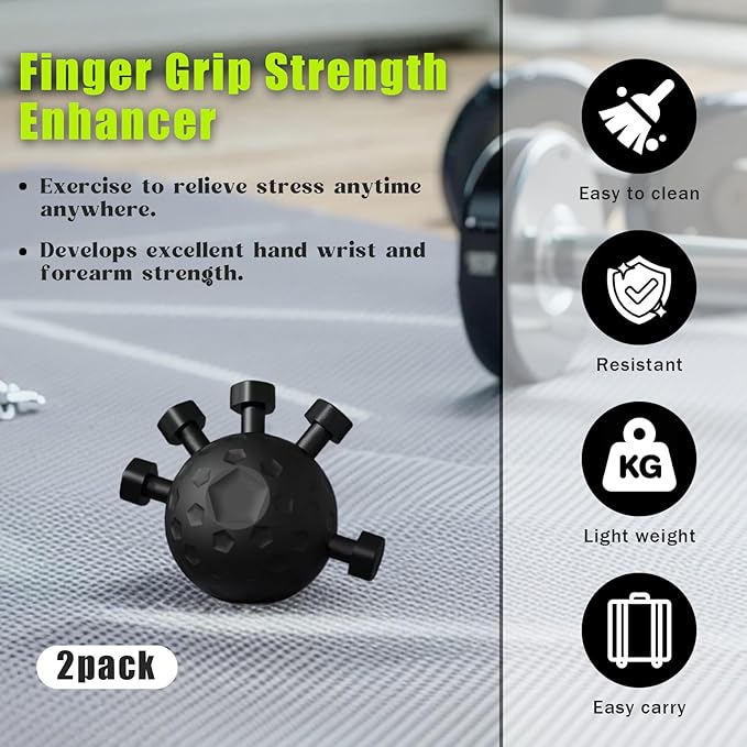 2 Pack Finger Grip Strengthener, Finger Strengthener, Finger Strength Trainer, Adjustable Hand Grip Strengthener, Grip Strength Trainer Ball