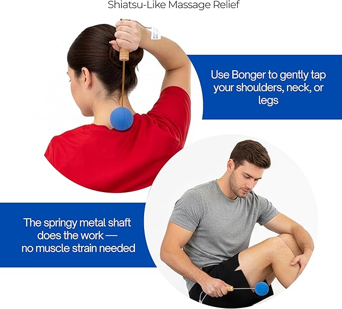 Bongers Handheld Percussion Massage Tool – Deep Tissue Trigger Point Tapping Sticks for Whole Body Pain Relief & Muscle Relaxation (Purple Passion)