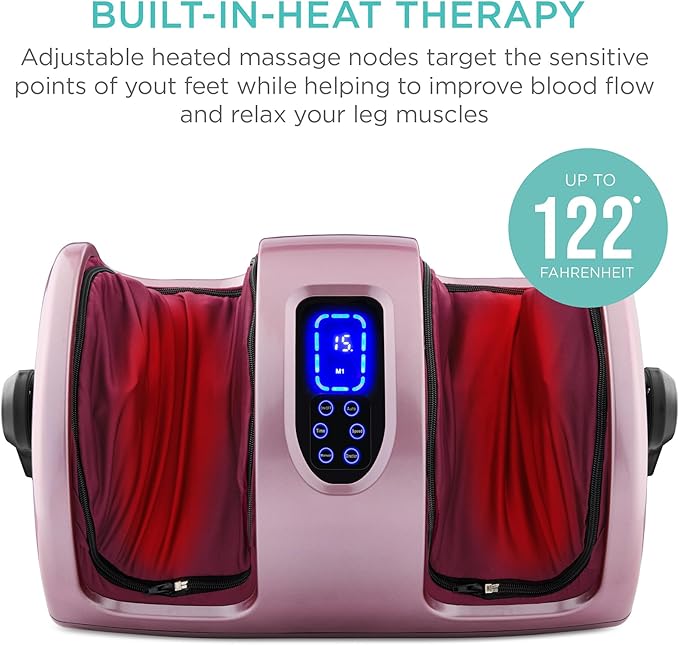 Best Choice Products Heated Shiatsu Foot Massager for Pain Relief, Plantar Fasciitis, Neuropathy, Blood Circulation w/Compact Design - Rose Gold