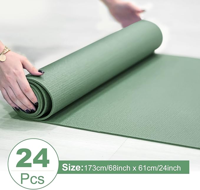 24 Pack 3 mm Thick Yoga Mat Bulk, Non Slip Exercise Workout Fitness Pad for Women Men, Gym Home Yoga Pilates, Easy to Clean, Sturdy PVC