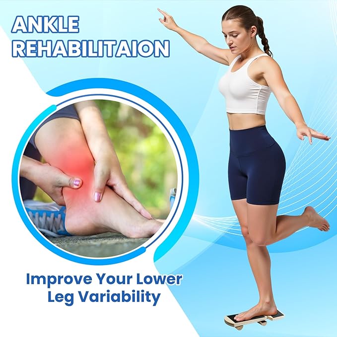 JUMPOW Ankle Balance Board Foot Strengthener Trainer for Sprained Ankle, Adjustable Single Leg Board for Recovery from Sprains, Giboard for Balance Training, Axisboard for Leg Stability