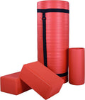 BalanceFrom 71x24 Inches Yoga Mat with Knee Pad and Optional Blocks – Extra 1-Inch Thick Non-Slip Foam with Anti-Tear Surface and Carrying Strap for Home, Studio, or Gym Workouts