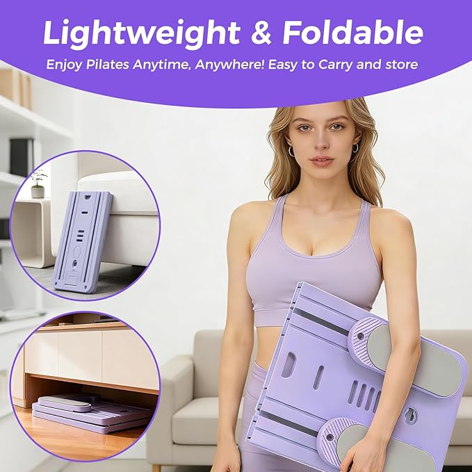 Pilates Board, Pilates Reformer, Pilates Reformer Machine, Multi-Purpose Foldable Pilates Reformer Board, 9-in-1 Foldable Pilates Reformer Equipment with Timer,
