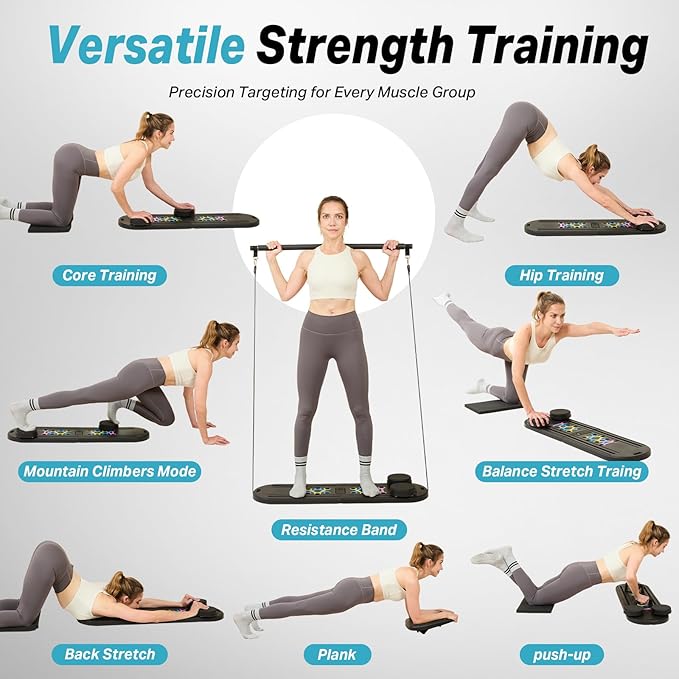 Pilates Board, Pilates Reformer Set, Multifunctional Abdominal Board Ab Core Trainer Home Workout Equipment