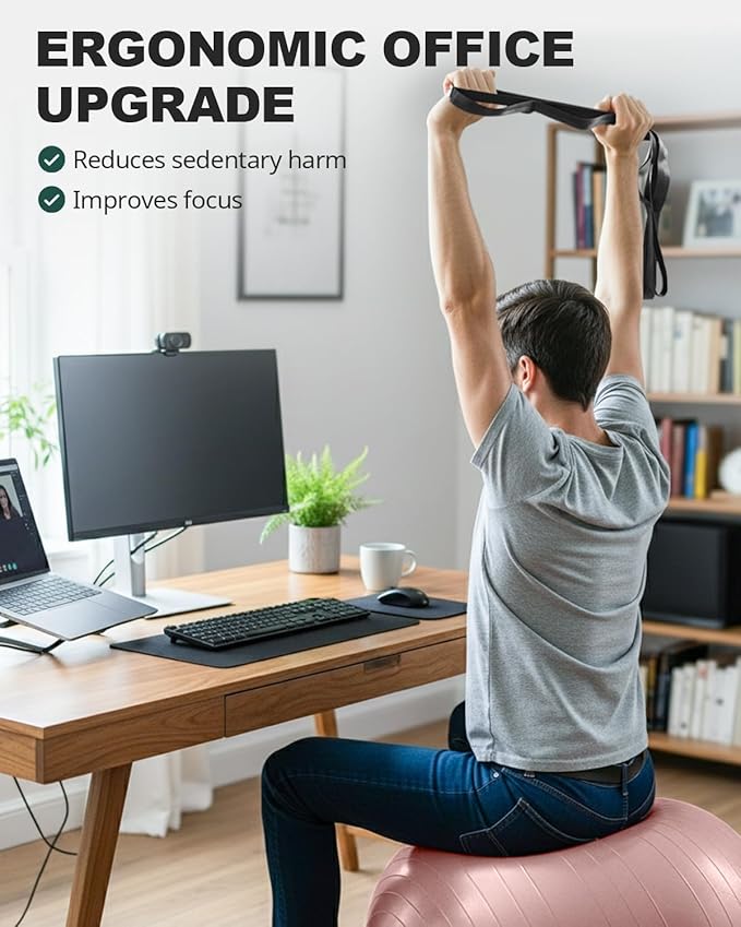 Trideer Exercise Ball Yoga Ball,Office Seating & Balance Ball Chair, Stability Ball for Pilates, Physical Therapy,Core Training & Balance Improvement & Stretching