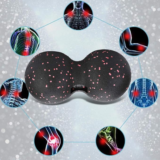 Peanut Massage Ball, 24x12cm Myofascial Release Acupoint Massage Deep Tissue Muscle Massage Back Leg Massage Roller Mobility Ball Double Ball for Daily Physical Therapy Yoga Therapy