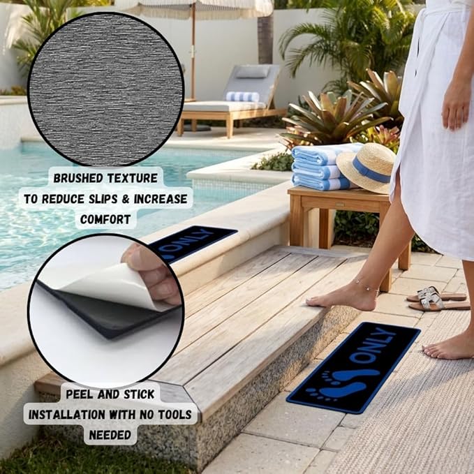 Naked Feet Only Step Pads Non-Slip EVA Foam Step Pad for Boat Gunwales & Ladders, 6mm Brushed Marine Grade Anti-Skid Adhesive Pads (Pair) SeaDek Technology - Black/Gray