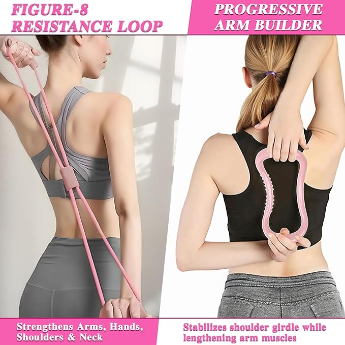 Home Pilates Kit for Women - Complete Equipment Set with Magic Circle Hoop, Anti-Burst Ball & 5 Resistance Bands for Effective Workouts