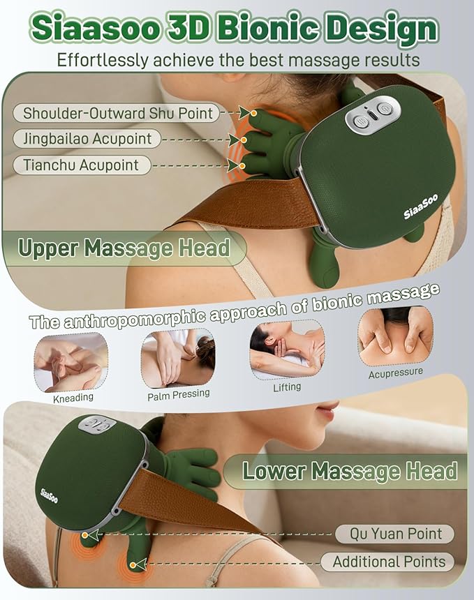 Siaasoo Neck Massager(Genuine OEM), Bionic Heated Massager (Patent Pending), Electric Deep Tissue 3D Kneading Massage, Portable neck massage, N7 Master Hand Series for Deep Tissue Pain Relief in Neck.