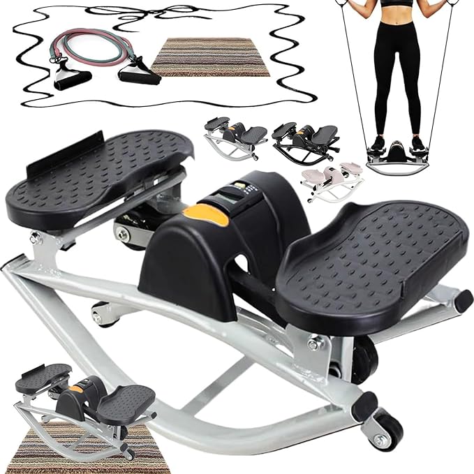 Rocking Stepper Side to Side Rock Stepper Side to Side Machine Rock Stepper Exercise Machine with Resistance Bands&Led Display, Low-Impact Home Workout Machine for Knees Joints Legs