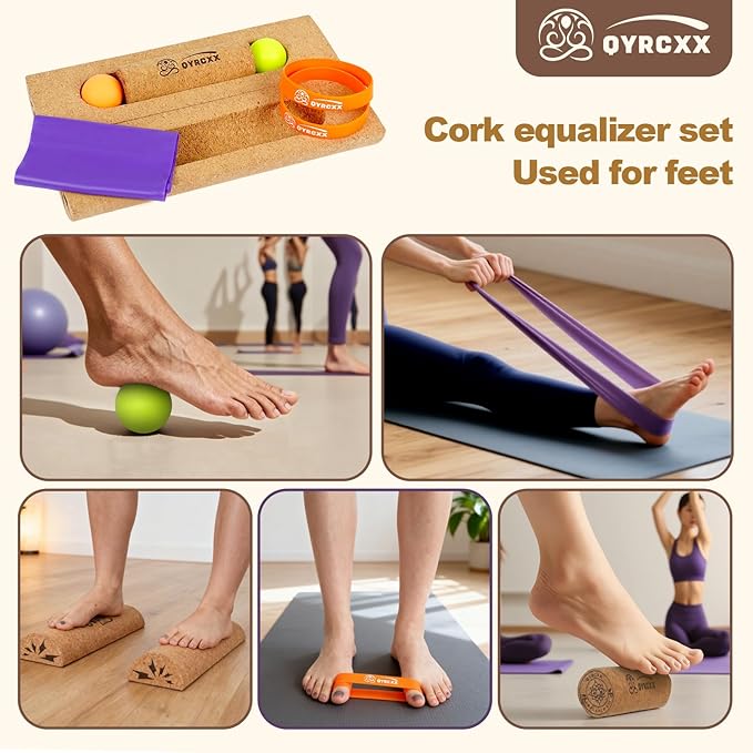 Extra Long Cork Balance Board - Longer Than Other Balance Plates, Foot Restoration & Balance Kit for Plantar Fasciitis Recovery - Professional Ankle Strength & Stability Trainer for Seniors & Standing Desk - Supports 440+ Lbs