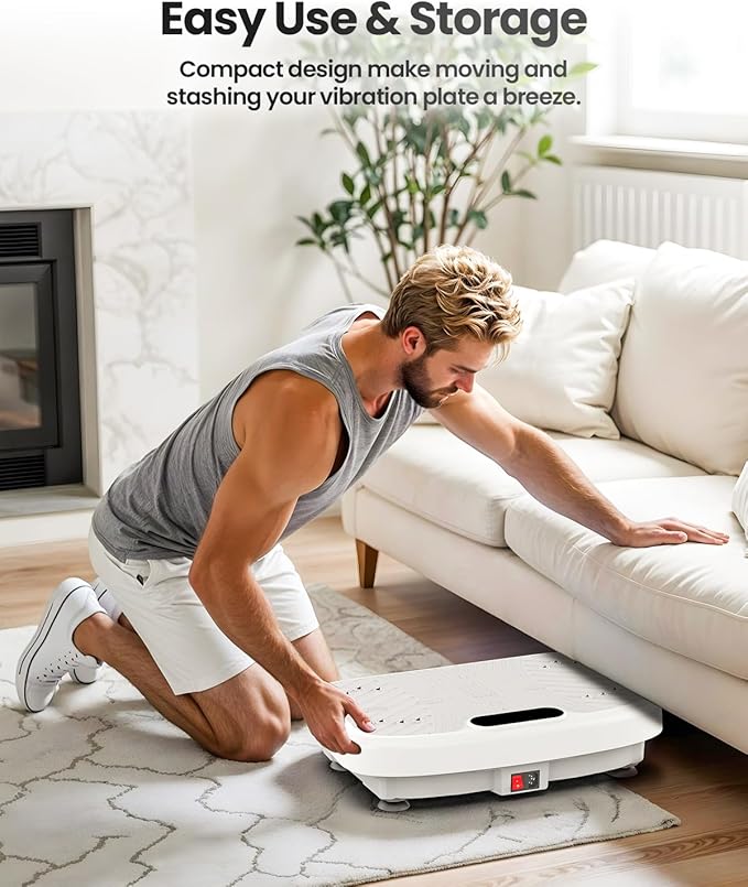 Vibration Plate Exercise Machine, Vibrating Plate Platform for Lymphatic Drainage with 200 Adjustable Speeds, Power Vibration Plate for Weight Loss & Fitness, Supports Weight 450 Lbs