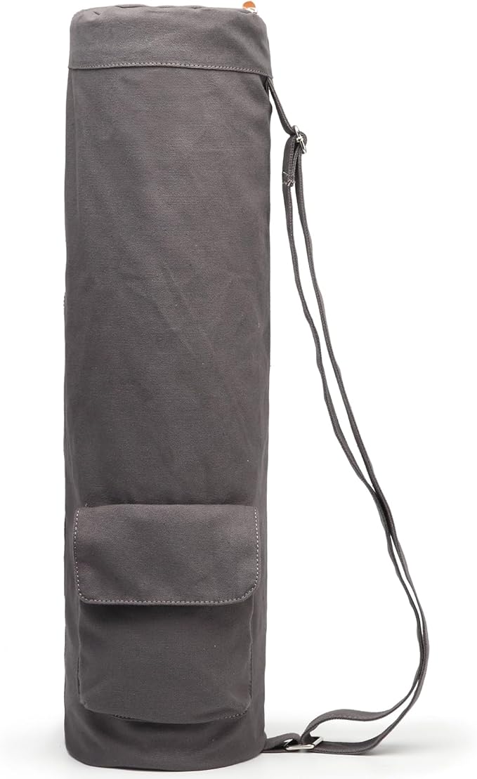 Canvas Yoga Mat Bag with Adjustable Strap & Pockets, Full-Zip Travel Gym Tote for Women & Men, Fits 1/4" & 1/3" Thick Mats, Lightweight Carrier for Yoga, Studio, Workout, Outdoor Use