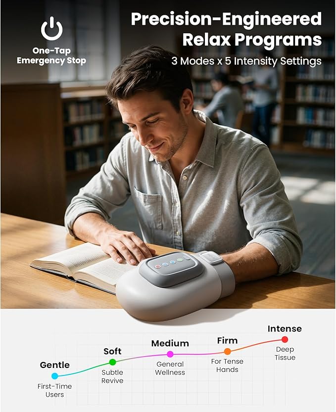 BOB AND BRAD Hand Massager with Heat and Compression, Individual Fingers, FSA-HSA Eligible, Cordless Portable HandSpa Prime Hand Massager for Arthritis and Carpal Tunnel, Pain Relief, 5 Intensities