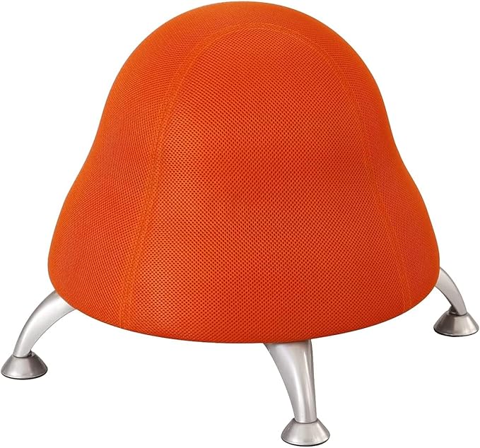 UrbanPro Low Profile Vinyl Upholstered Ball Chair, Orange Finish, Powder Coated Legs, Anti-Burst Exercise Ball, Active Seating for Kids, Encourages Posture and Balance, Lightweight Office or