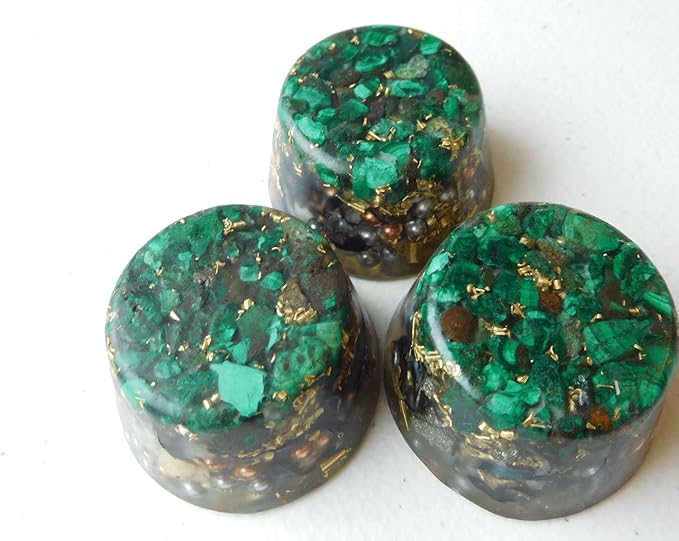 Malachite Orgone Generator Energy Accumulator 528Hz/7.83Hz/Advance Harmonics Many Beautiful Ingredients and Colors! (Malachite)