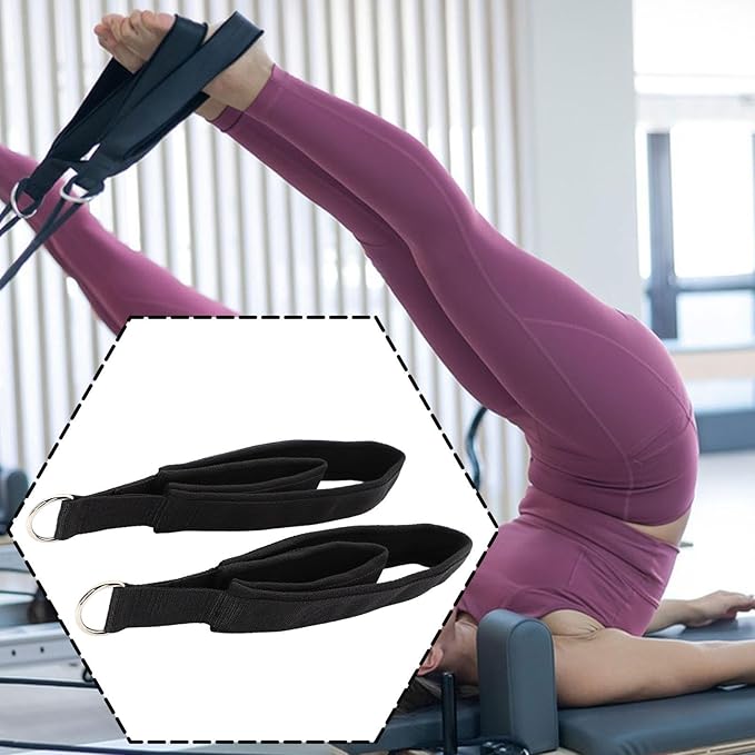 Pilates Straps with D Rings - Double Loop Exercise Straps for Pilates Reformer & Equipment, 38cm (15 inch)
