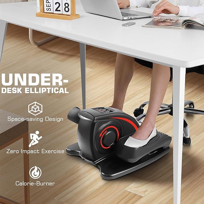 ANCHEER Under Desk Elliptical, Electric Elliptical Leg Exerciser for Seniors with 12 Adjustable, Portable Quiet under desk Elliptical Exercise Machine, Seated Pedal Exerciser with Remoter,Data Display