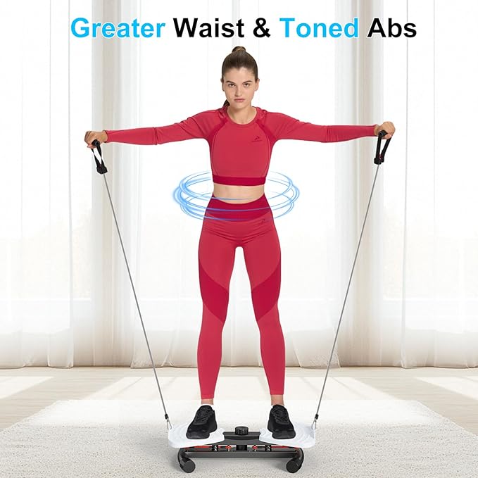 Waist Twister Machine with Resistance Band, Silent Exercise Twist Board for Core & Belly Fat Workout, Non-Slip Home Fitness Disc for Men & Women