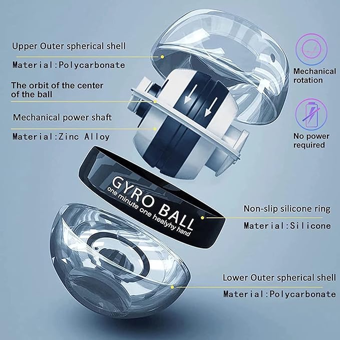 Auto-Start Wrist Power Gyro Ball with LED Lights, Wrist Strengthener and Forearm Exerciser for Stronger Arm Fingers and Muscle