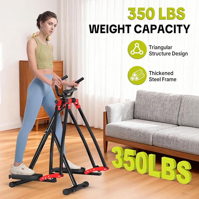 HOTSWEAT Air Walker Exercise Machine, Air Walker Elliptical, Foldable Cardio Cross Trainer Glider for Small Space, Full Body Workout Elliptical Machine for Home Gym