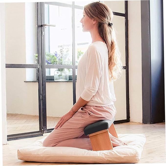Meditation Bench, Bamboo Prayer Bench with Soft Cushion, Removable and Washable Meditation Stool with Fixed Snap Prayer, Stool, Cushion, Accessories