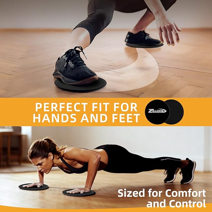 ZILLEEN Exercise Sliders for Working Out Fitness Discs for Pilates Women Men, 2 Pack