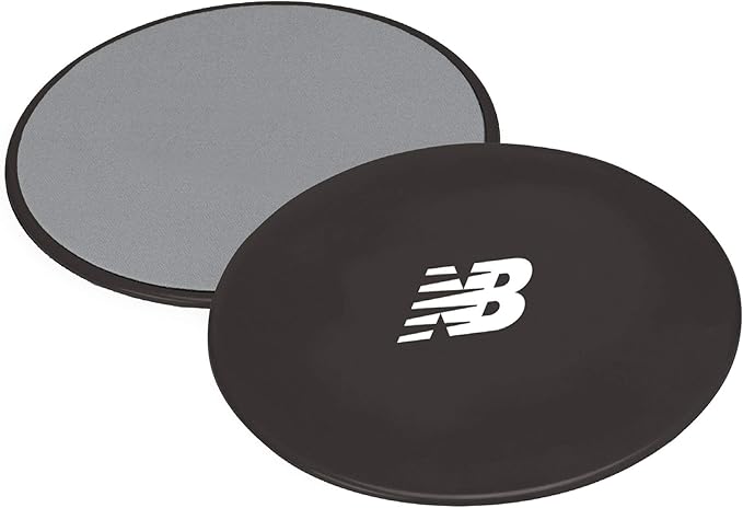 New Balance Sliding Core Discs Workout Sliders - Fitness Ab Sliders Dual-Sided Pads (Carpet/Hardwood Floor) | Home Ab Exercise Equipment for Women, Men, Black/Grey