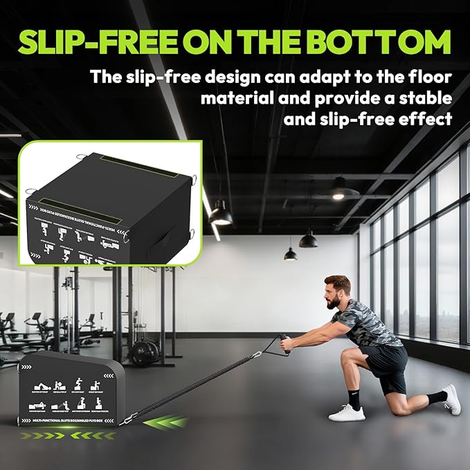 Hip Thrust Bench, Multi-Functional Slip-Free Hip Thrust Machine for Glute Bridge, Box Jump, Push-Ups, Squat, Ab Exercise, Suitable for Home & Gym