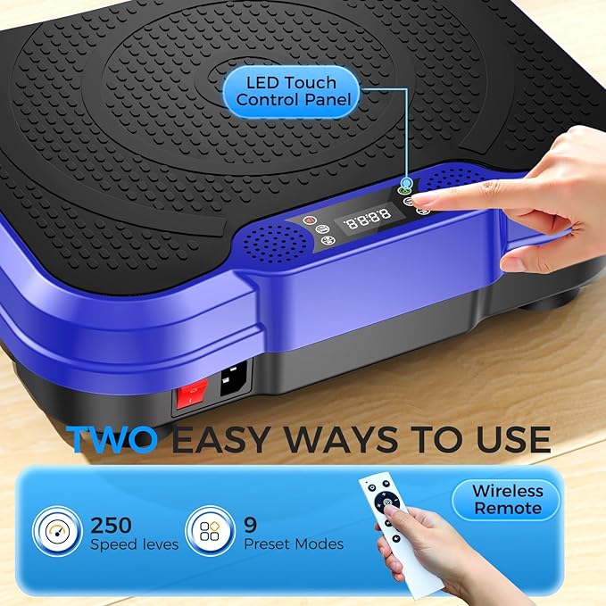 Vibration Plate Exercise Machine,Vibration Plate for Lymphatic Drainage Power Vibration Plate Machine Support 450 Lbs 250 Adjustable Speeds,Vibrating Plate Shake Plate Weight Loss