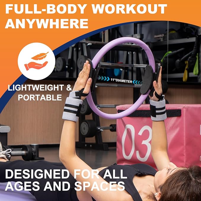 Tsikavo Pilates Ring, Pilates Ring Circle and Ball Set, 12 Inch Magic Circle Pilates Ring,9 Inch Small Exercise Ball,Resistance Bands Set, Home Pilates Equipment for Women