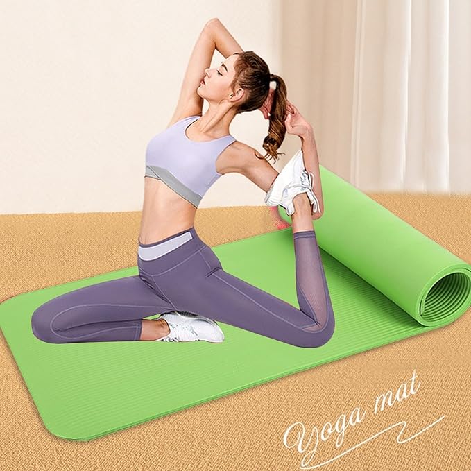Yoga Mat Thick 1/5" Thick Non Slip Anti-Tear High Density Exercise Mat with Carrying Strap Large Yoga Mat for Floor, Gym, Fitness, Pilates, Stretching, Home Yoga, Workouts