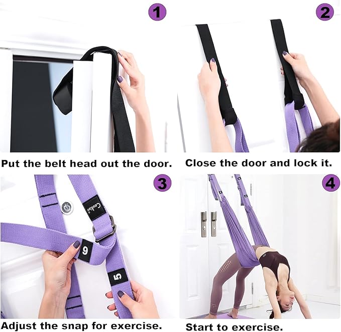 Leg Stretcher Strap - Yoga Stretching Strap,Yoga Door Swing,Backbend Training Rope with Door Anchor, Flexibility Trainer Stretching Equipment Assist Stretch Strap for Fitness Gymnastics Dance Aerial Ballet (purple)
