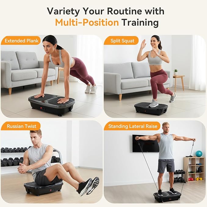 NEWBULIG Vibration Plate, Whole Body Workout Vibrating Platform with LED Touch Screen & Pull Ropes for Weight Loss & Muscle Toning, Home Gym Fitness Equipment with Remote Control for Women Men, Black