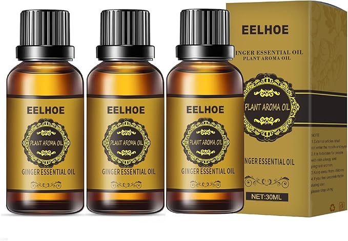 3 Pcs Belly Drainage Ginger Oil, Promote Blood Circulation Metabolism SPA Lymphatic Drainage Massage Oil. (90 ML)