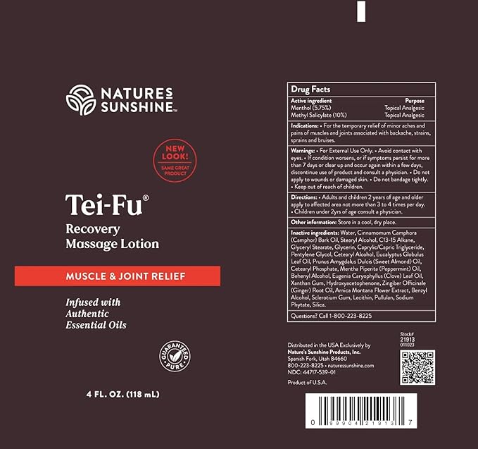 Nature's Sunshine Tei-Fu Recovery Massage Lotion with Essential Oils (Pack of 2)