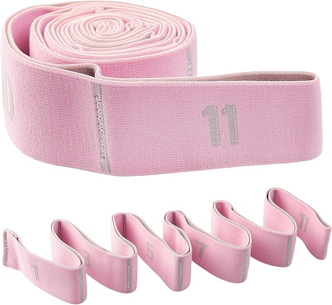 11 Loops Stretch Strap Stretch Band for Yoga Pilates Ballet Exercise and Gymnastics Non-Slip Fabric Resistance Band for Mobility Strength Training Leg Stretcher Belt Dance and Fitness