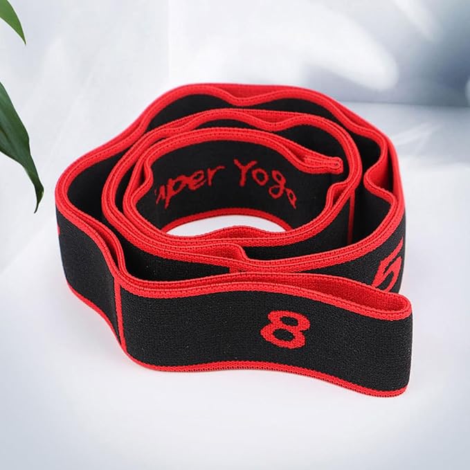 Fitness Band Elastic Stretch Strap with 8 Looped Resistance Stretching Strap for Pilates Dance Resistance