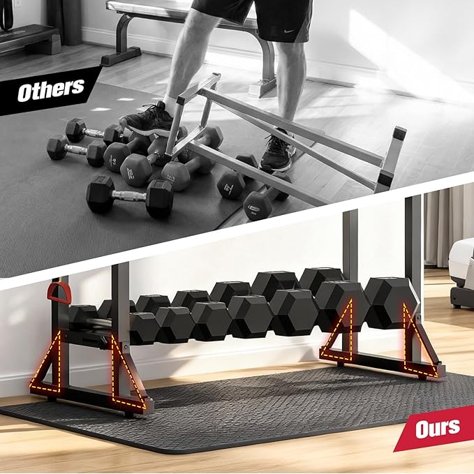 3-Tier Adjustable Dumbbell Rack Stand - Heavy-Duty Carbon Steel Weight Storage Organizer for Home Gym, Easy Assembly, 450 lb Capacity for Dumbbells & Kettlebells