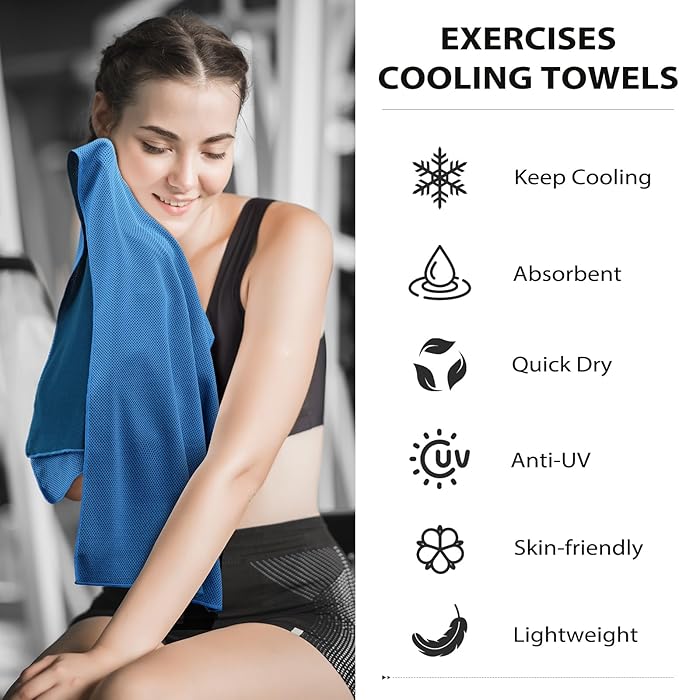 Cooling Towels - 5 Pack Gym Towels, Gym Towel for Working Out, Yoga Towel, Quick Dry Towel for Running, Camping, Fitness & More Activities