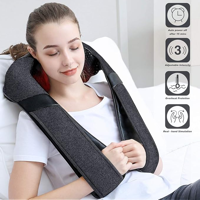 Mirakel Neck Massager for Pain Relief Deep Tissue, Shiatsu Shoulder & Back Massager with Heat, Electric Kneading Whole Body - Mothers Day Gifts for Mom, Wife, Women, Dad, Men, Ergonomic Design Massage