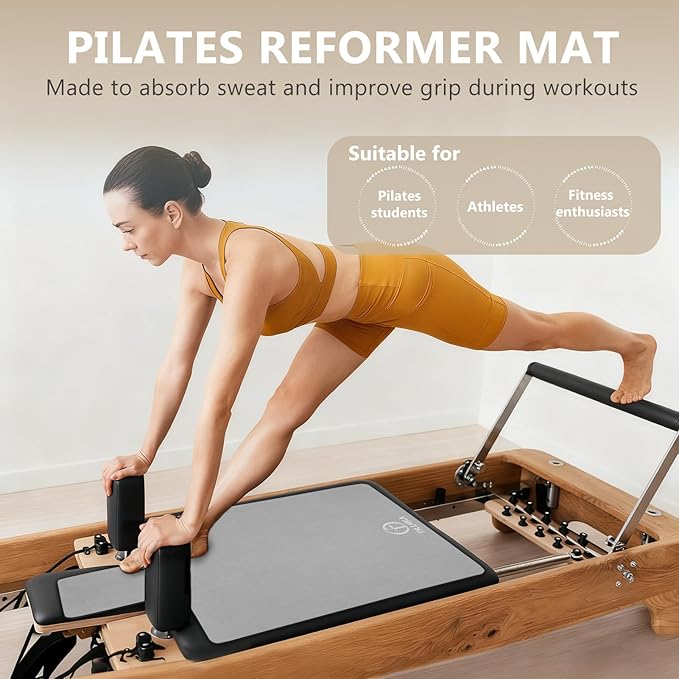 Non-Slip Pilates Reformer Mat, 2mm Thick Pilates Reformer Machine Cover Mat, 39" x 24" Foldable Washable Absorb Sweat Accessory for Home, Studio, Gym Fitness