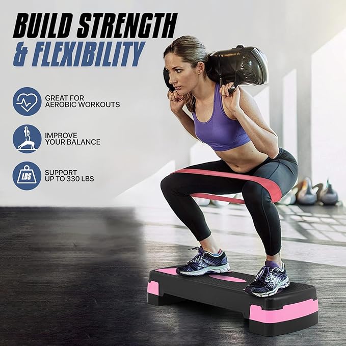 MADOG Aerobics Stepper Platform with 4/6/8 inch Height Stackable Risers
