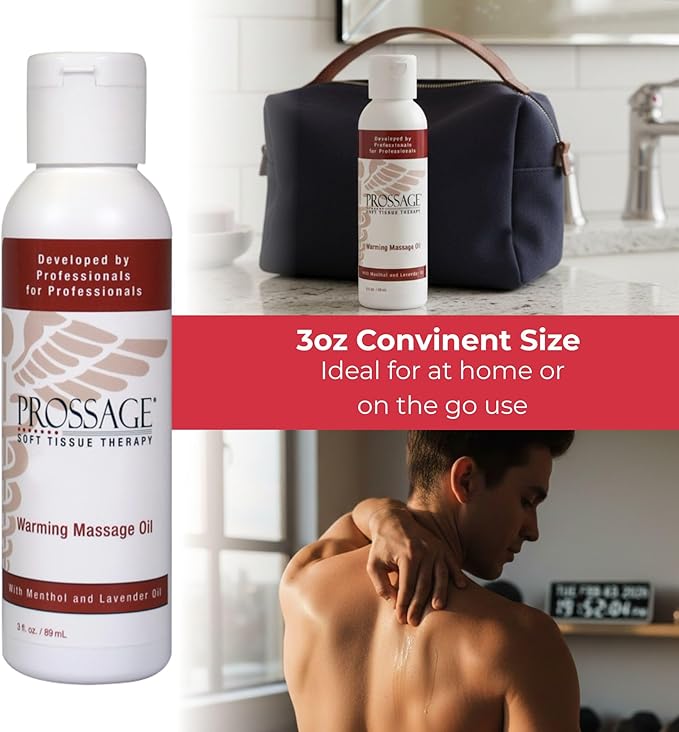 Prossage Heat Warming Relief Massage Oil for Therapuetic Massages, Deep Tissue Massages, and Aromatherapy, Topical Reliever, 3 Ounce Bottle