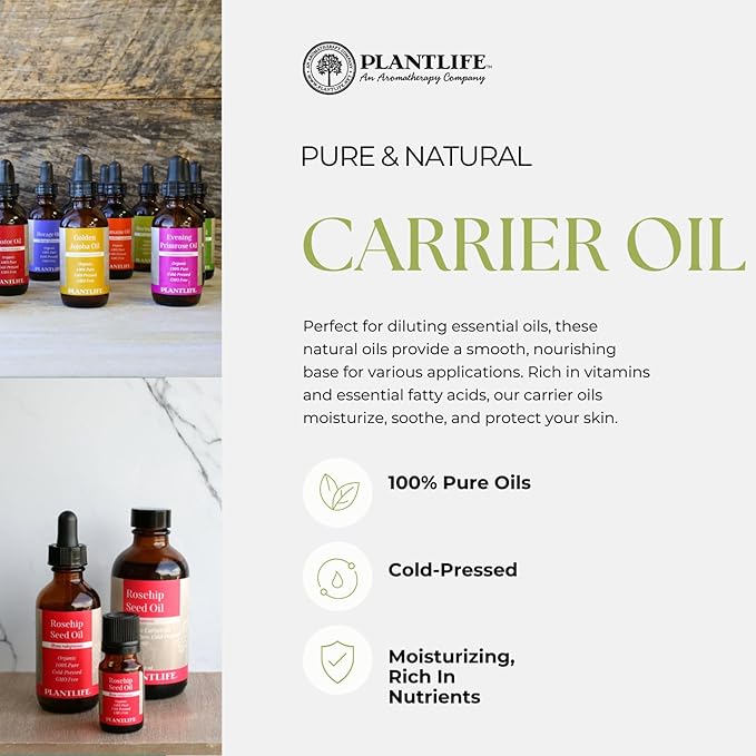 Plantlife Body Oil Base Carrier Oil - Cold Pressed, Non-GMO, and Gluten Free Carrier Oils - for Skin, Hair, and Personal Care - 4 oz