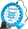 Weighted Exercise Hoop Plus Size, 32 Detachable Knots for Adults & Beginners, 2 in 1 Abdomen Fitness Massage Non Fall Smart Hooola Hoop with Auto Spinning Ball