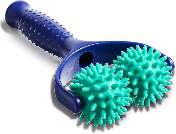 Spiky Massage Balls Rollers with Dual Ball Design, Manual Massage Stick with Ergonomic Handle, Lightweight and Portable Point Muscle Massages Tool Pain Relief for Back Neck Shoulder Leg