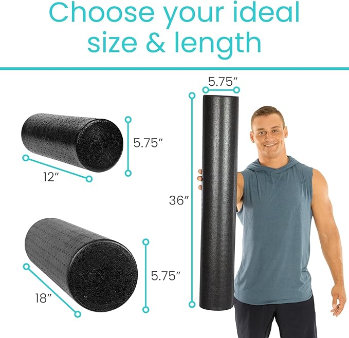 Vive High Density Foam Roller (36 inch) - Large Foam Roller for Exercise, Physical Therapy, Yoga, Pilates, Stretching - Pain Relief Massager for Trigger Point, Deep Muscle Massage, Myofascial Release