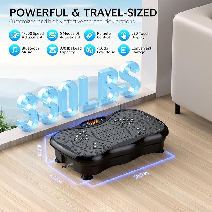 Vibration Plate Exercise Machine – Whole Body Workout for Weight Loss, Lymphatic Drainage & Muscle Recovery, Multiple Speeds with Bluetooth & Remote, Portable Shaker Board for Home Gym