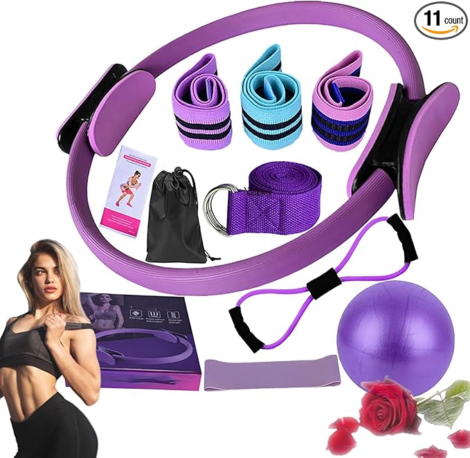 Pilates Essentials Kit for Women, 2025 New Better Me Pilates Kit for Core Strength, Stretching & Toning, 25cm Figure 8 Resistance Band Yoga Bands for Gym Workout